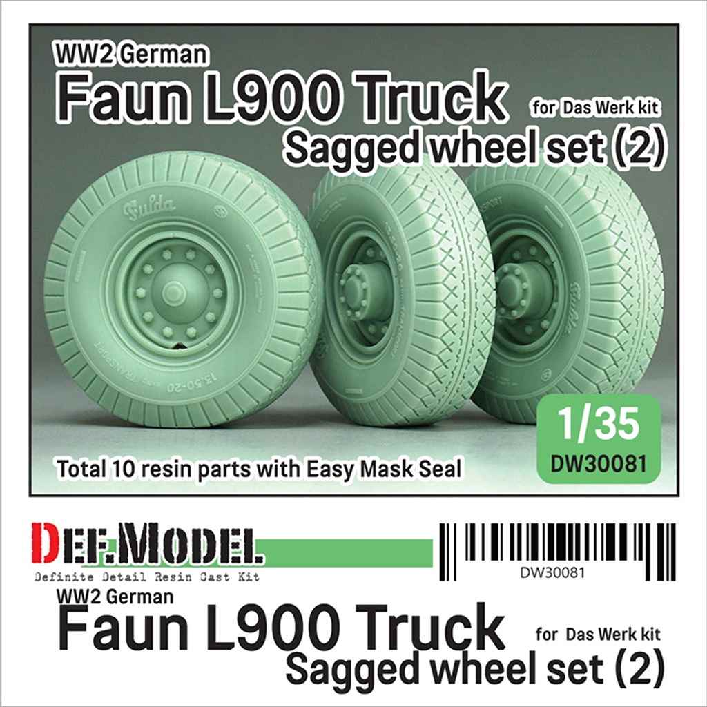 DW30081 1/35 WWII ドイツ Faun L900 トラック 自重変形タイヤセット フルダ ダス・ヴェルク用|AFV用パーツ|AFV