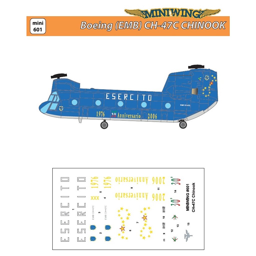 601 1/72 CH-47C チヌーク イタリア空軍運用30周年記念ペイントデカール|飛行機用デカール|飛行機