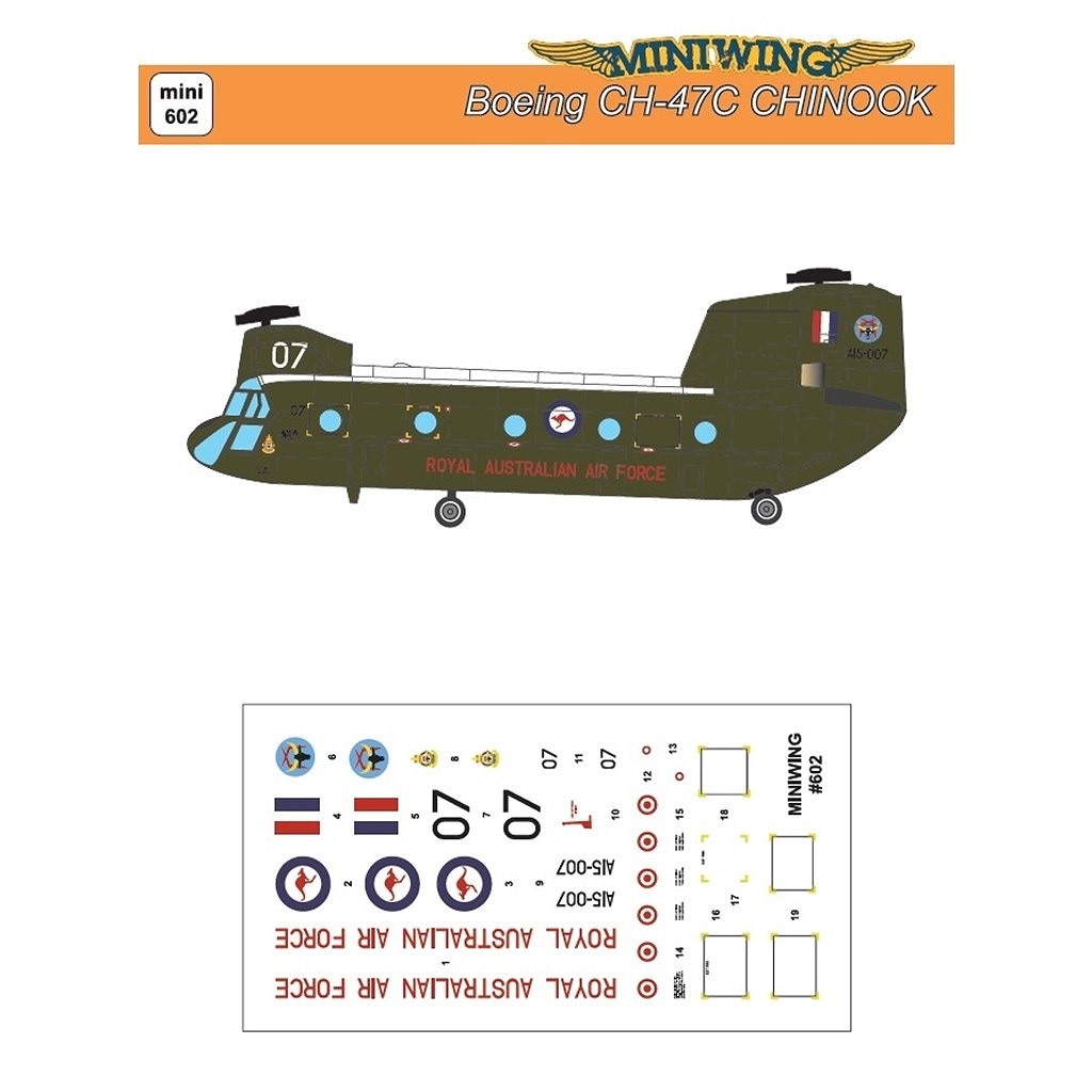 602)1/72 CH-47C チヌーク オーストラリア空軍デカール|飛行機用デカール|飛行機