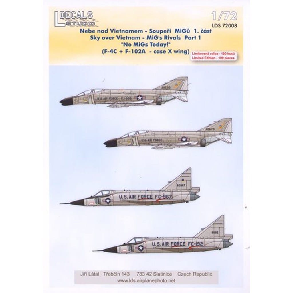 LDS72008 F-4C ファントムII/F-102A デルタダガー ケースX ベトナム戦争|飛行機用デカール|飛行機