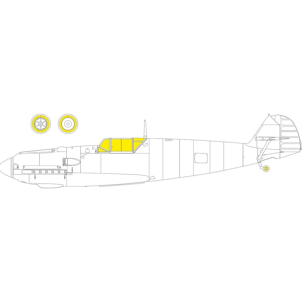 【新製品】EX1141 1/48 メッサーシュミット Bf109E-4/7 「Tフェース」両面塗装マスクシール(タミヤ用)|飛行機用マスキングシール|飛行機
