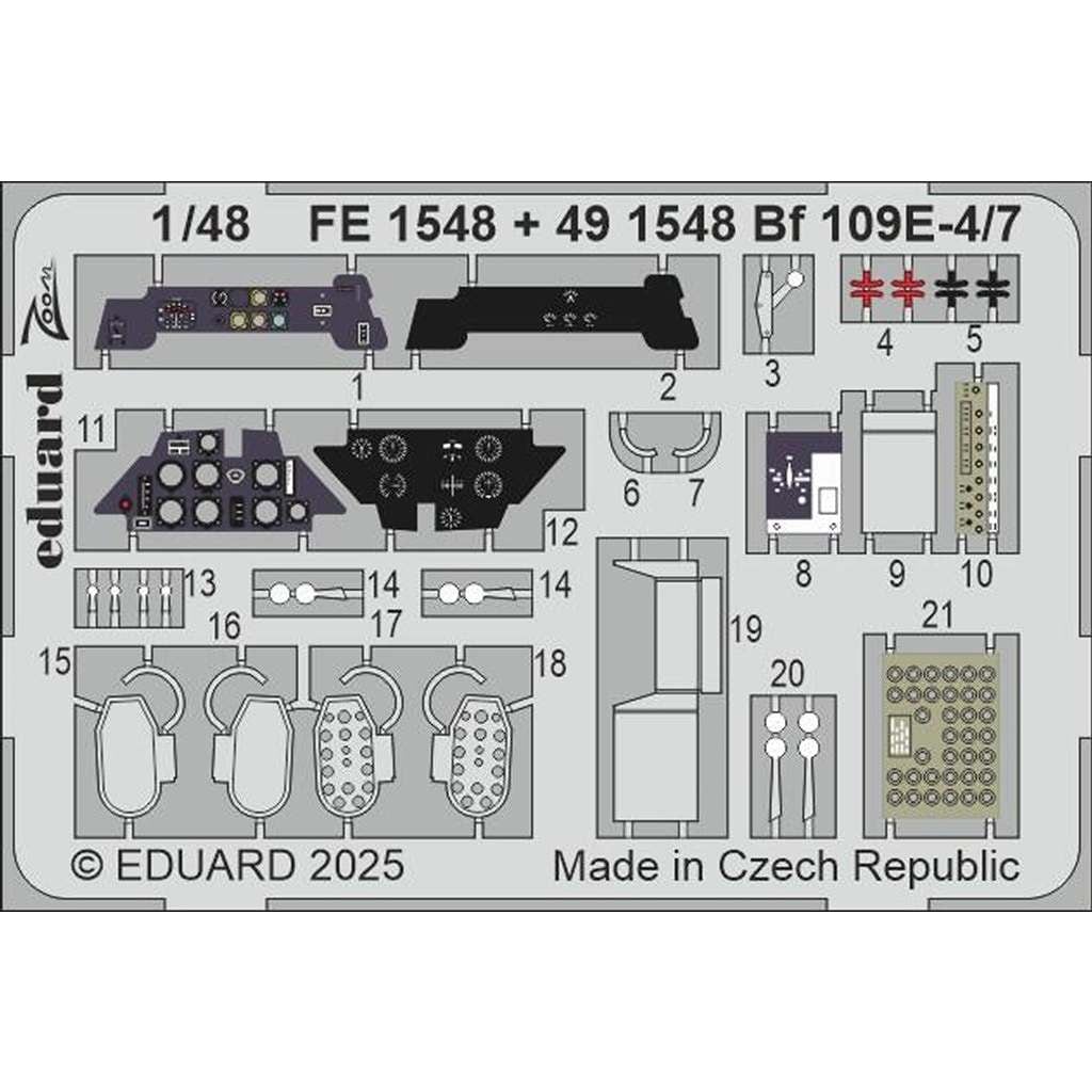 FE1548 塗装済 1/48 メッサーシュミット Bf109E-4/7 ズームエッチング