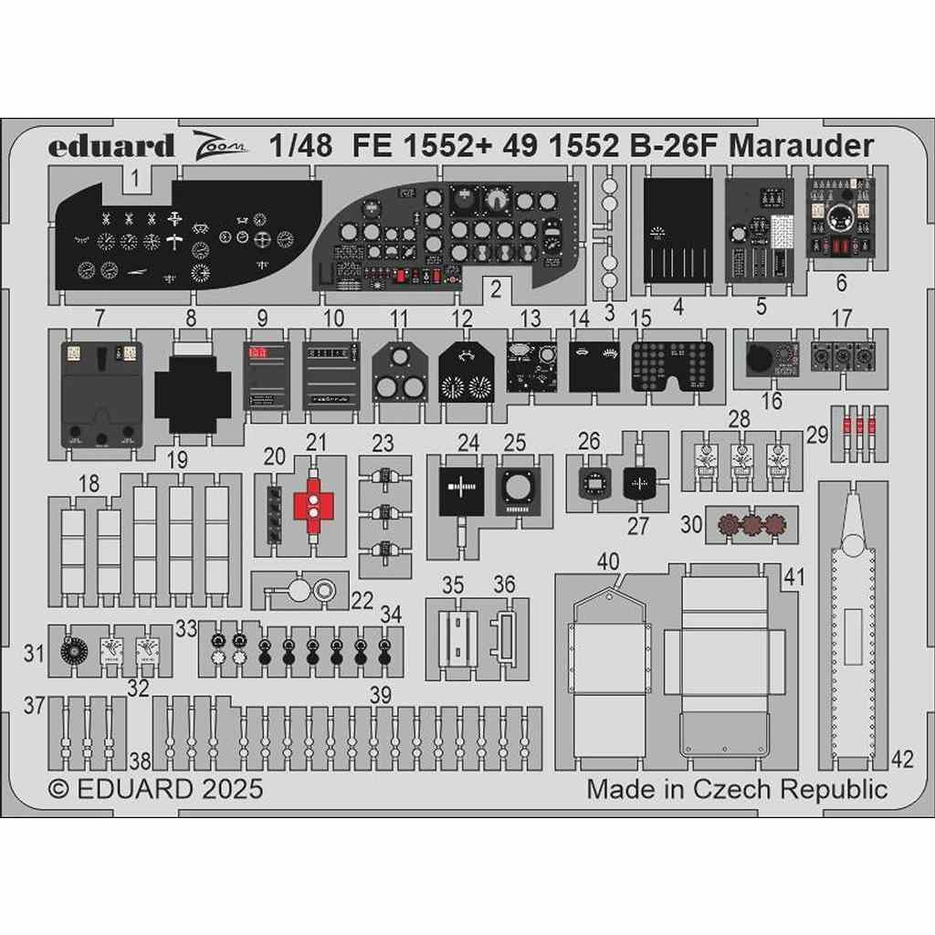 【新製品】FE1552 塗装済 1/48 マーティン B-26F マローダー ズームエッチングパーツ (ICM用)|飛行機用パーツ|飛行機