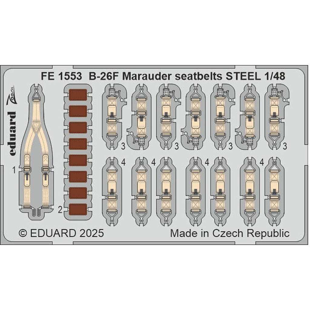 【新製品】FE1553 塗装済 1/48 マーティン B-26F マローダー シートベルト (ステンレス製) (ICM用)|飛行機用パーツ|飛行機