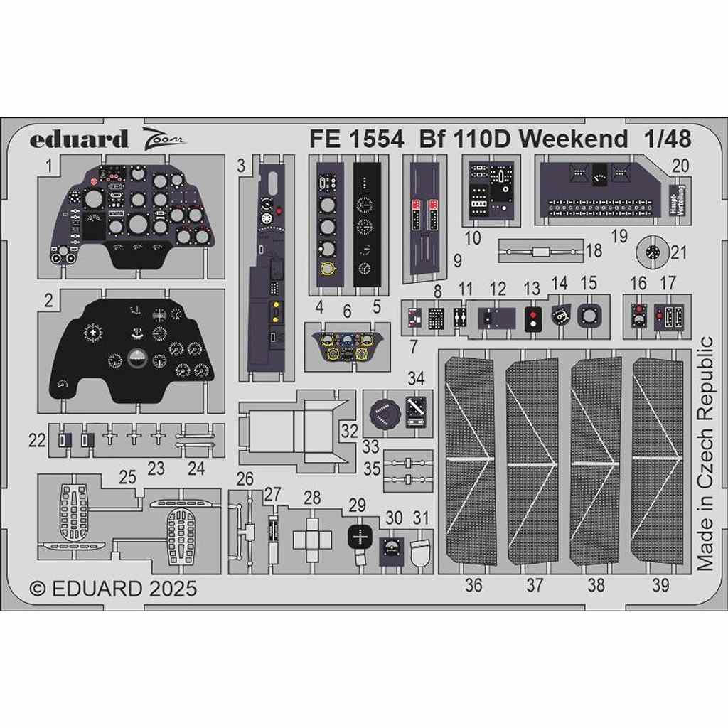 【新製品】FE1554 塗装済 1/48 メッサーシュミット Bf110D ズームエッチングパーツ (エデュアルド用)|飛行機用パーツ|飛行機