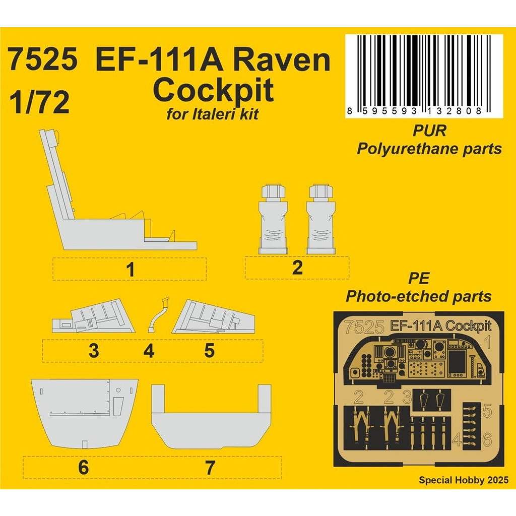 【新製品】7525 1/72 EF-111A レイヴン コクピット(イタレリ用)|飛行機用パーツ|飛行機