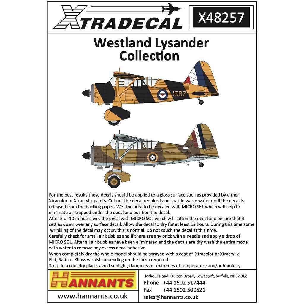 【新製品】X48257 ウェストランド ライサンダー|飛行機用デカール|飛行機