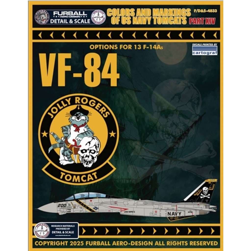 【新製品】ディテール&スケール F/D&S-4833 1/48 グラマン F-14A トムキャット VF-84 ジョリーロジャース Pt.XIV|飛行機用デカール|飛行機