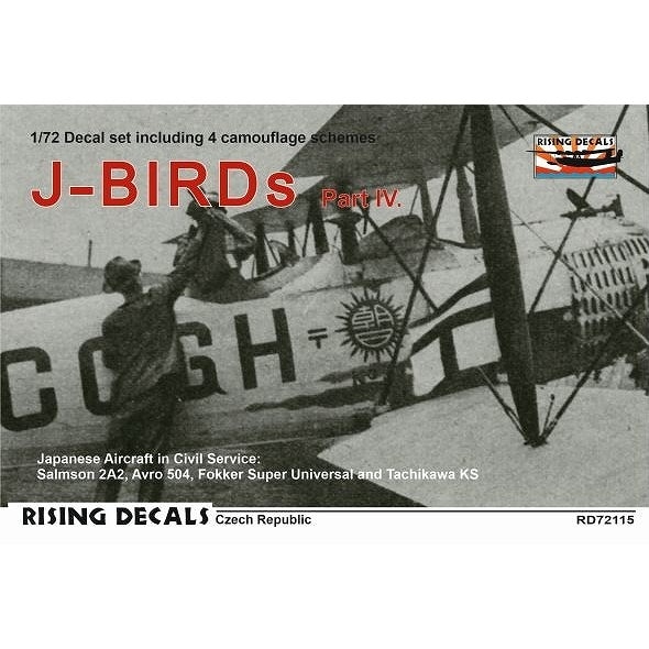【新製品】RD72115 1/72 J-BIRDs パートIV：サルムソン2A2、フォッカー スーパーユニバーサル、アブロ504、立川KS 民間仕様|飛行機用デカール|飛行機