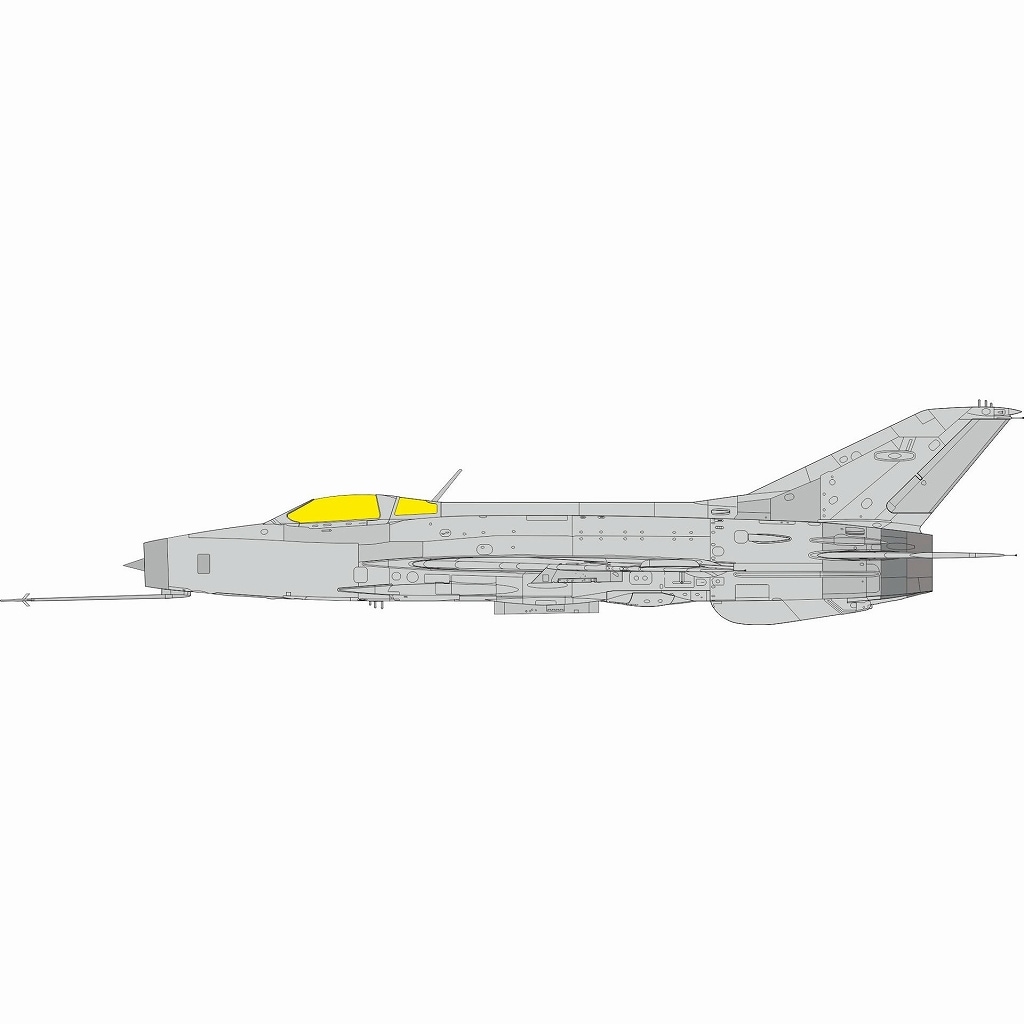 【新製品】EX1142 1/48 MiG-21F-13 「Tフェース」両面塗装マスクシール(エデュアルド用)|飛行機用マスキングシール|飛行機