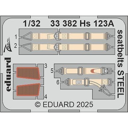 【新製品】33382 塗装済 1/32 ヘンシェル Hs123A シートベルト (ステンレス製) (ICM用)|飛行機用パーツ|飛行機