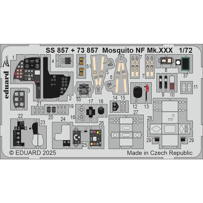 【新製品】SS857 塗装済 1/72 D.H.モスキート NF Mk.XXX ズームエッチングパーツ(スペシャルホビー用)|飛行機用パーツ|飛行機