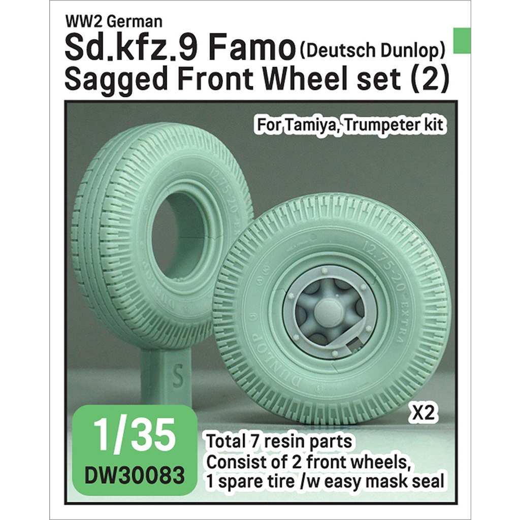【新製品】DW30083 1/35 WWII ドイツ Sd.kfz.9 ファモ 自重変形タイヤセット タミヤ/トランペッター用|AFV用パーツ|AFV