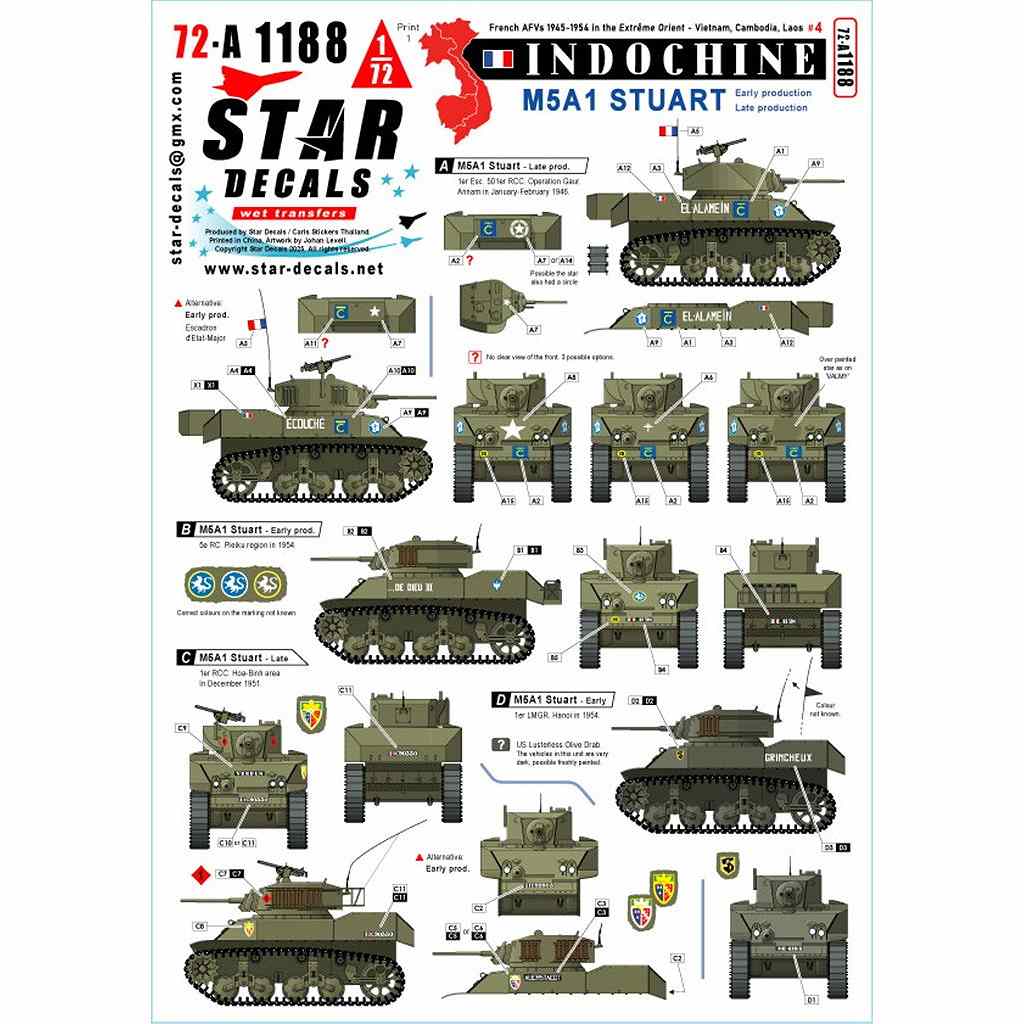 72-A1188 1/72 ���� �ե�� ����ɥ��������4 M5A1�����奢���ȷ���� ���/���������