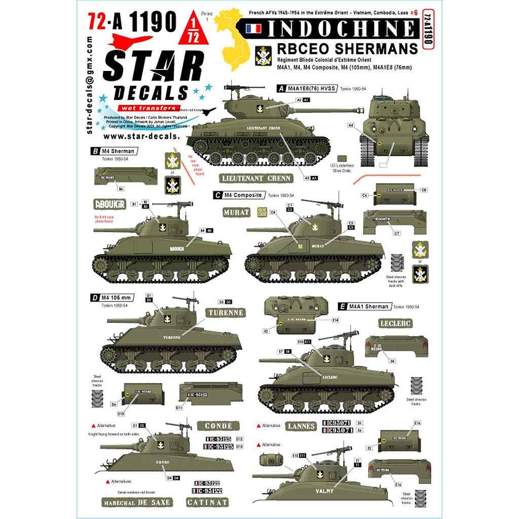 72-A1190 1/72 ���� �ե�� ����ɥ��������6 R.B.C.E.O.�Υ��㡼�ޥ���� M4/M4A1/M4����ݥ��å�/M4(105mm)/M4A1E8(76mm)