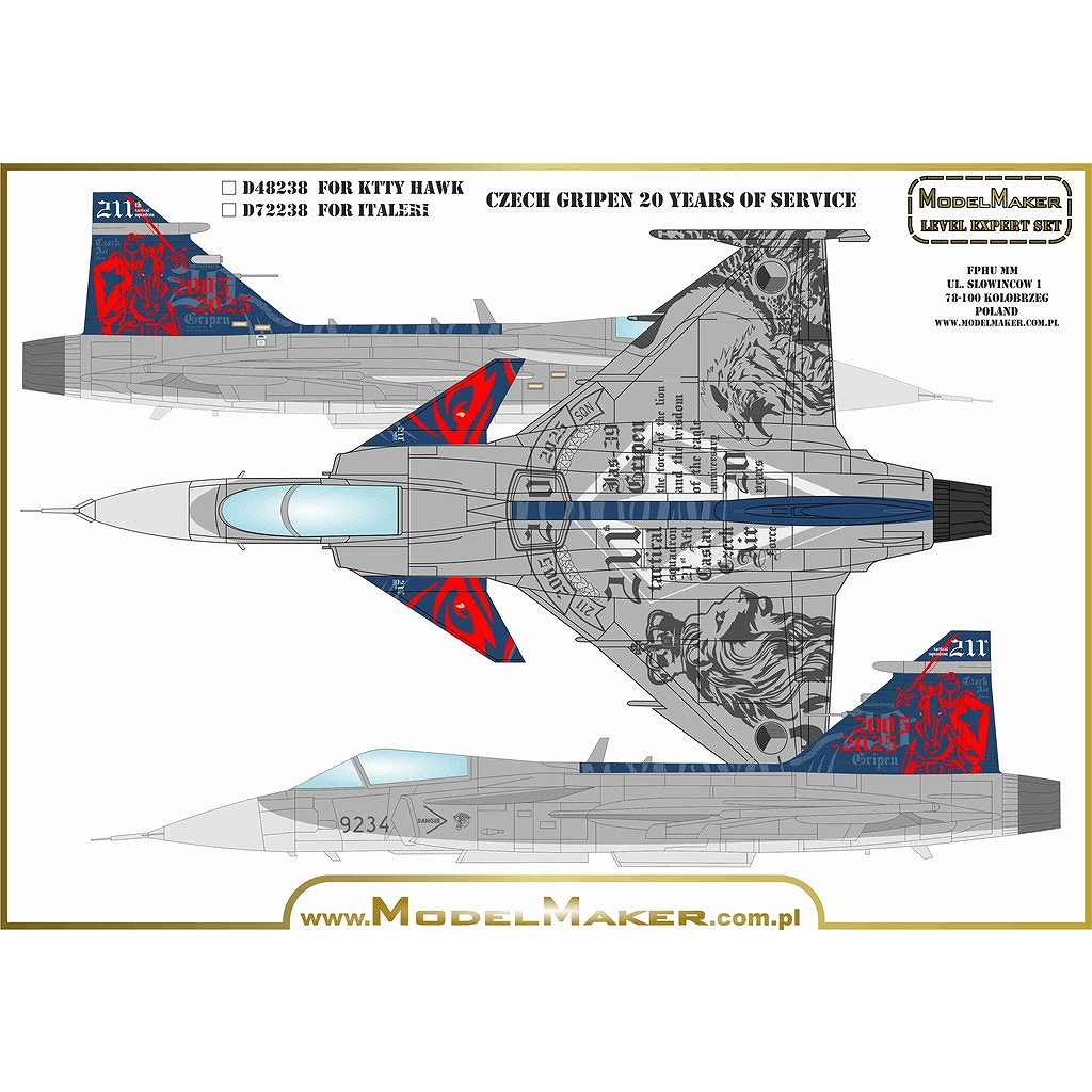 新製品】ModelMakerDecals 72244 チェコ空軍 サーブ JAS-39C グリペン