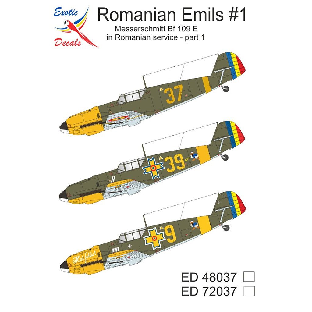�ڿ����ʡ�Exotic Decals ED72037 ��å�������ߥå� Bf109E �롼�ޥ˥�����