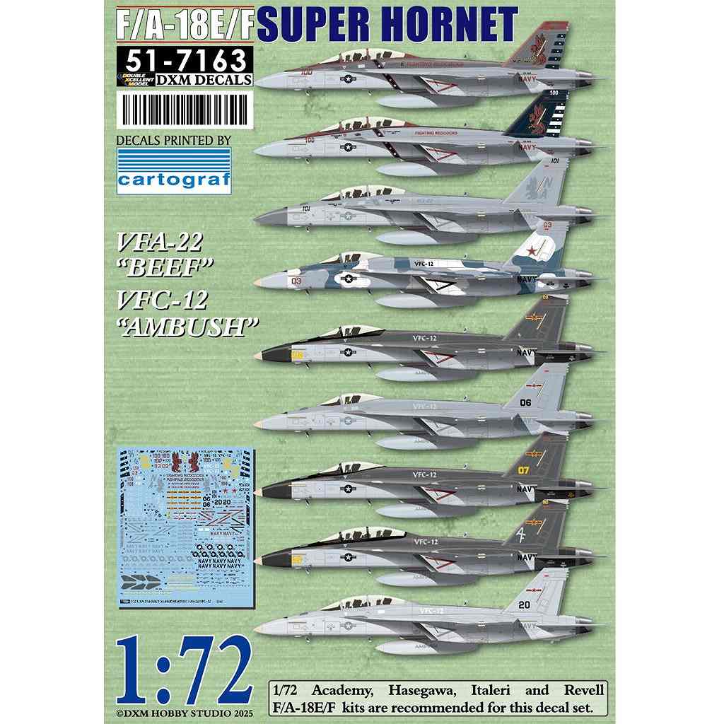 �ڿ����ʡ�51-7163 1/72 ����ꥫ���� F/A-18E/F �����ѡ��ۡ��ͥå� VFA-22 BEEF & VFC-12 AMBUSH