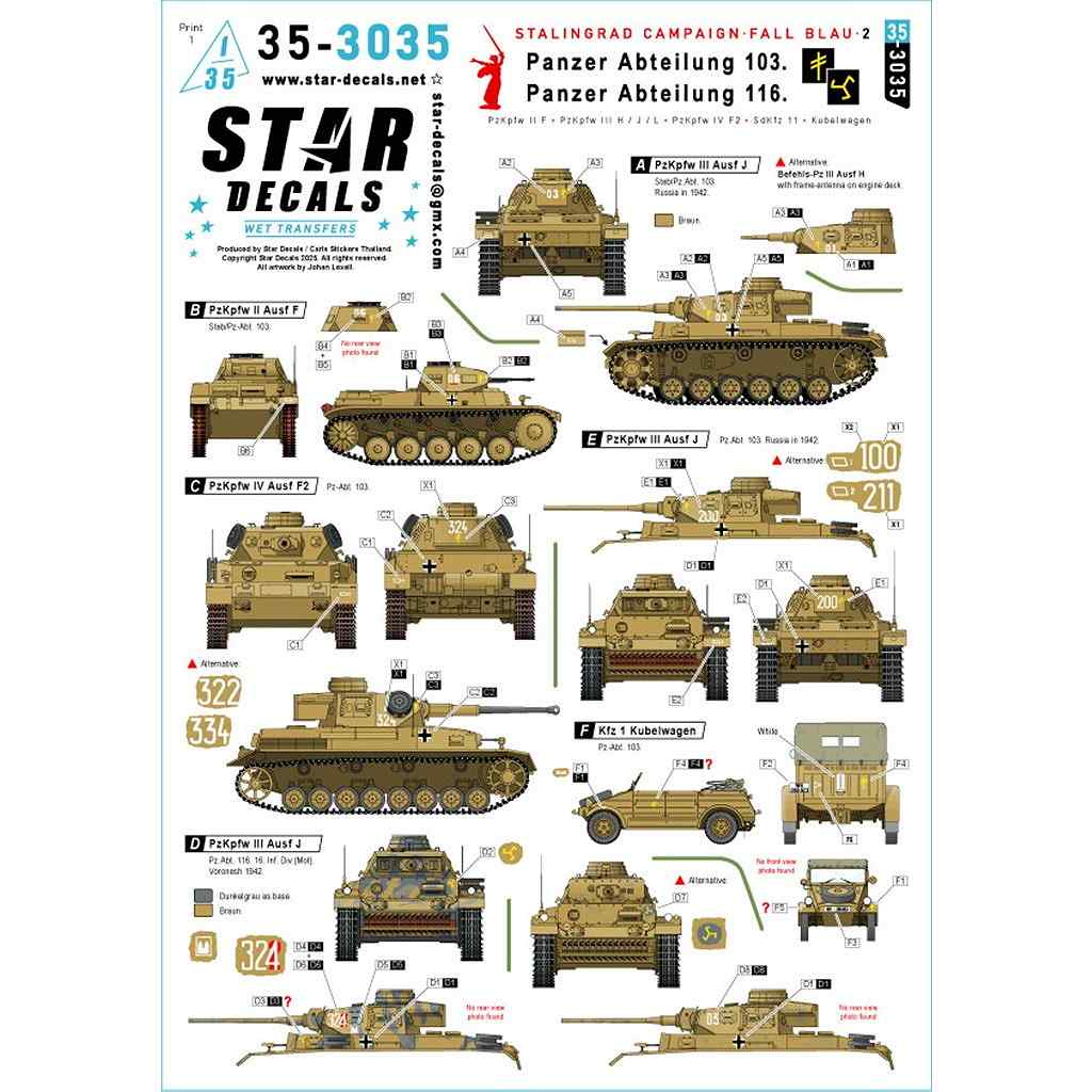 35-3035 1/35 WWII �ɥ��� ��������󥰥顼������ �֥饦�����2 ��103�������/��116��������II�����F��/III�����H/J/L��/IV�����F2��/Sd.Kfz.11/���塼�٥�����