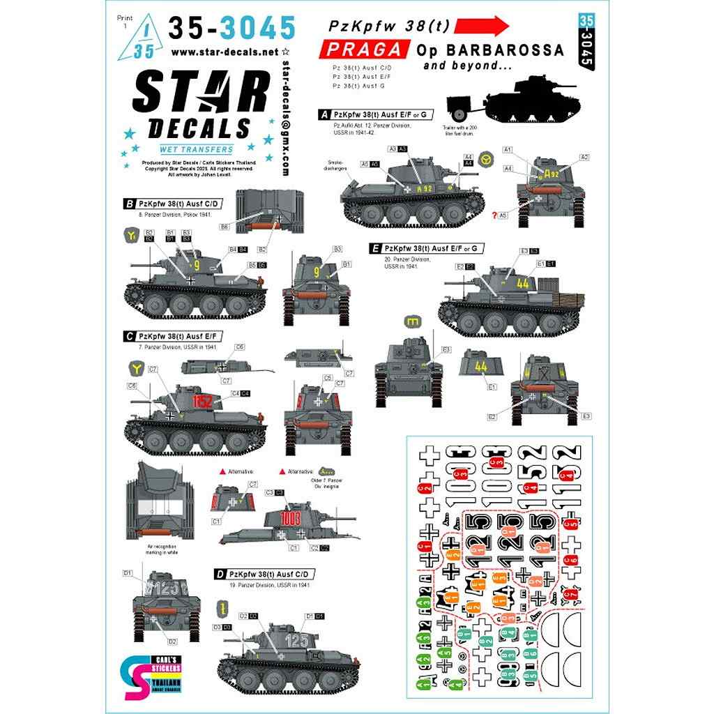 35-3045 1/35 WWII �ɥ��� �Х�Х��å������Pz.Kpfw.38(t)�ץ饬����� Pz.Kpfw.38(t)C/D��/D/E��/G��