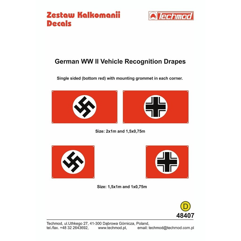 新製品】TEC35007)WWII ドイツ軍車両識別旗(片面印刷) | テクモッド