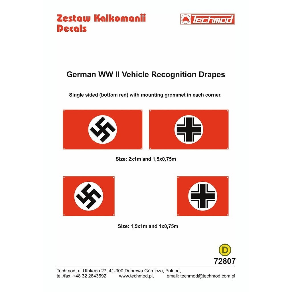 新製品】TEC72807 WWII ドイツ軍車両識別旗(片面印刷) | テクモッド