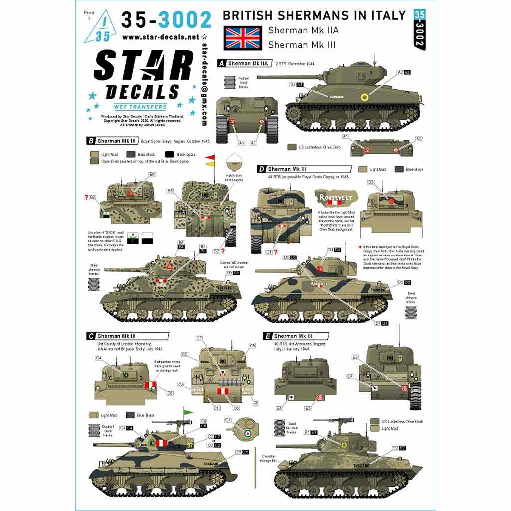 新製品】35-3002 1/35 WWII イギリス イタリア戦線の英軍シャーマンMk