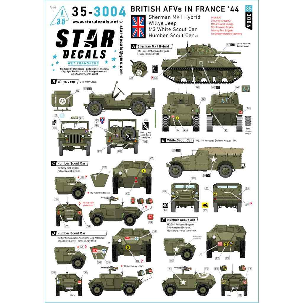 �ڿ����ʡ�35-3004 1/35 WWII �����ꥹ 1944ǯ�ե�󥹤αѷ�AFV ���㡼�ޥ�Mk.I�ϥ��֥�å�/�����ꥹ��������/M3�ۥ磻�ȡ��������ȥ���/�ϥ�С����������ȥ���