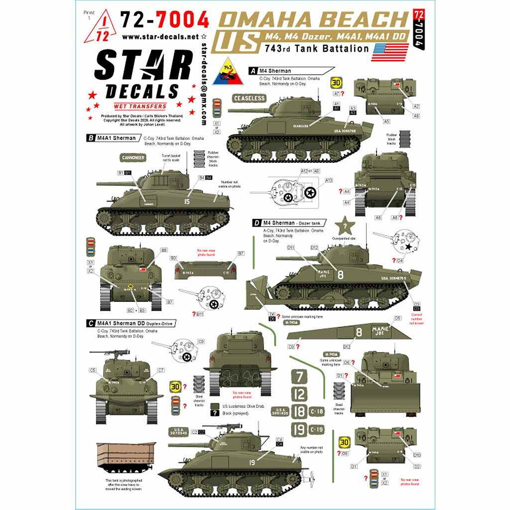 超希少 米軍 「M-41戦車銘板？・操作盤プレート」 新製品】72-7004 1/72 WWII アメリカ オマハビーチ第743戦車大隊のM4