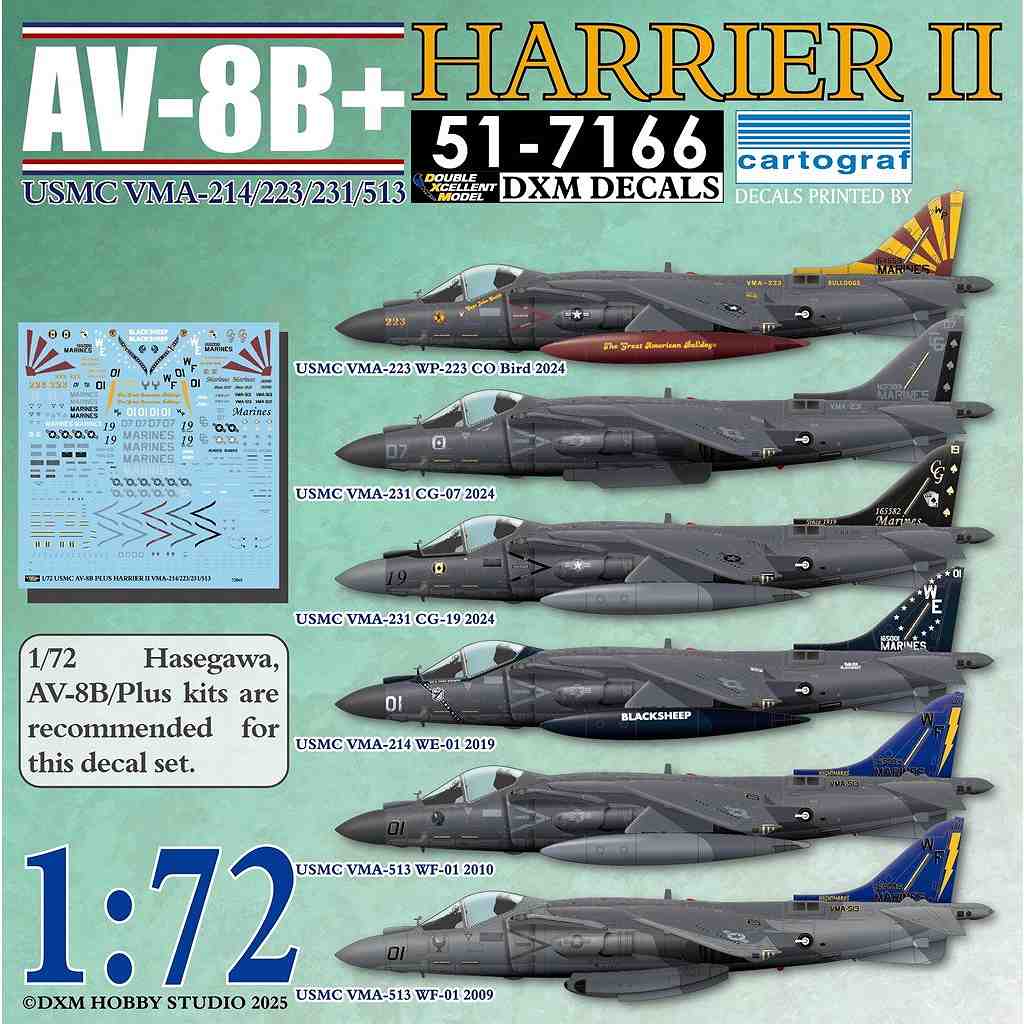 新製品】51-7166 1/72 アメリカ海兵隊 AV-8B+ ハリアーII VMA-214/223