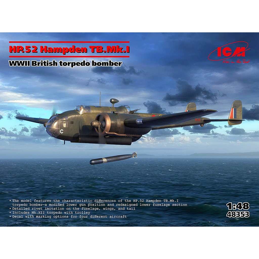 新製品】48353 WWII イギリス軍 雷撃機 HP.52 ハンプデン TB.Mk.I