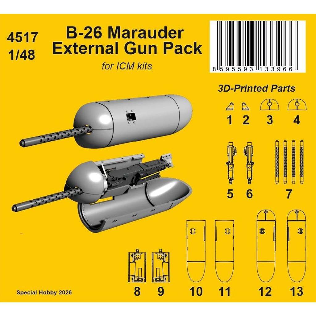 新製品】4517 1/48 B-26 マローダー ガンパック(開・閉状態 x 各2入
