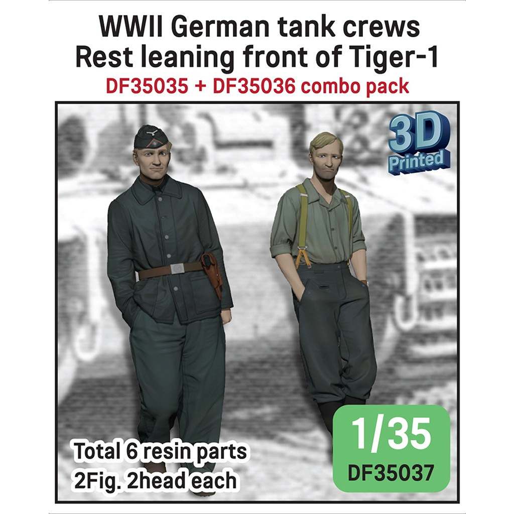 【予約受付中】DF35037 1/35 WWII ドイツ ティーガーIの前面によりかかって休む戦車兵 2体セット