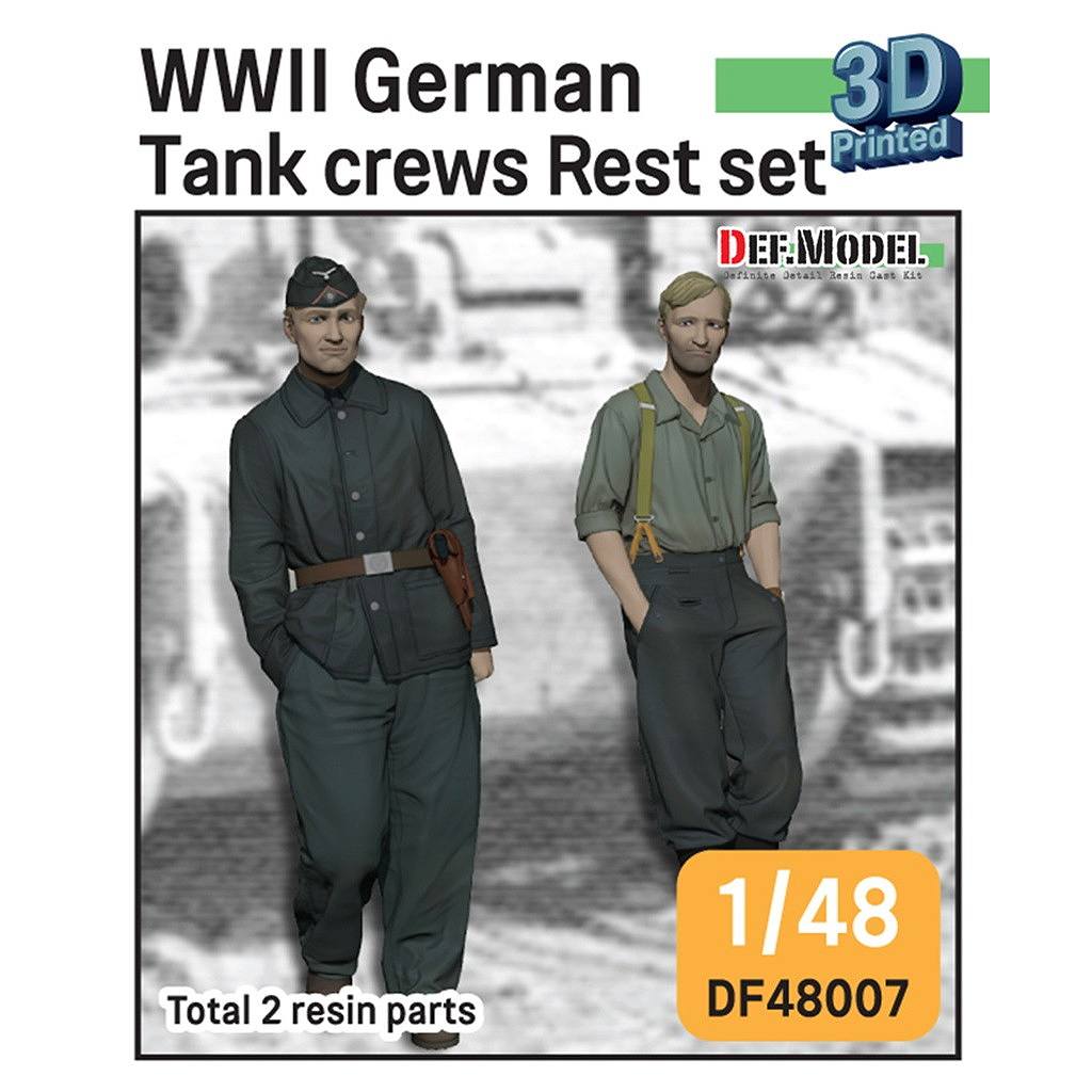 【予約受付中】DF48007 1/48 WWII ドイツ ティーガーIの前面によりかかって休む戦車兵 2体セット