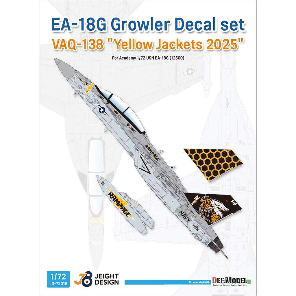 【予約受付中】JEIGHT DESIGN JD-72016 1/72 ボーイング EA-18G グラウラー VAQ-138 イエロージャケッツ