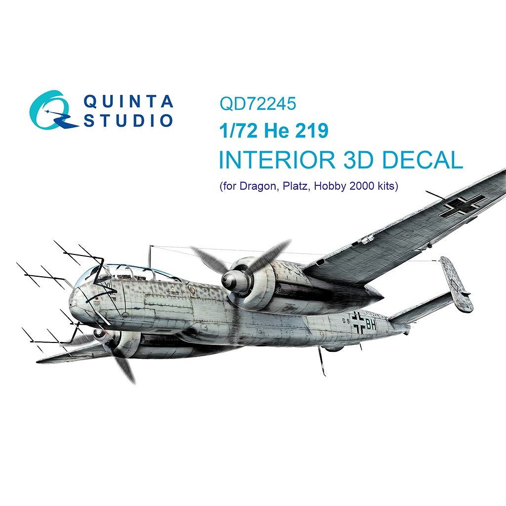 �ڿ����ʡ�QD72245 1/72 �ϥ��󥱥� He219 �����ա� �������顼3D�ǥ����� (�ɥ饴����)