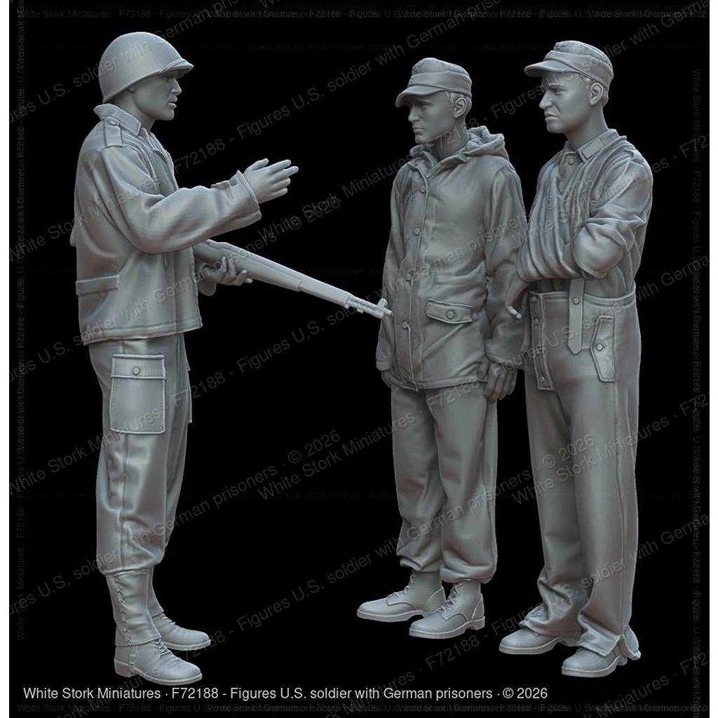 新製品】F72188 1/72 ドイツ軍捕虜を護送するアメリカ兵3体 【ネコポス