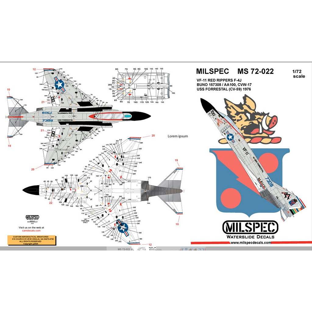 72-022 1/72 �ޥ��ɥͥ롦�����饹 F-4J �ե���ȥ�II VF-11 ��åɥ�åѡ��� 1976