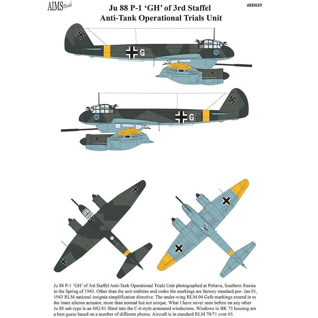 �ڿ����ʡ�48D039 ��󥫡��� Ju88P-1 3rd Staffel Anti-Tank Operational Trials Unit