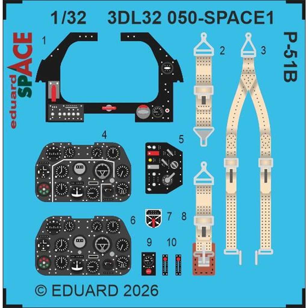 新製品】3DL32050)1/32 P-51B スペース内装3Dデカール w/エッチング