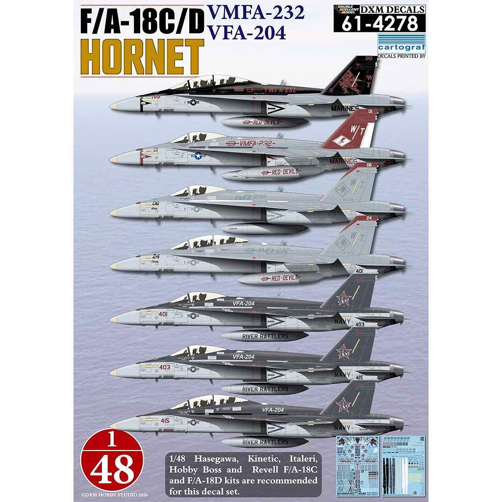 希少ヴィンテージ ウイッカー デカール付き 新製品】61-4278 1/48 アメリカ海兵隊/海軍 F/A-18C/D ホーネット VMFA