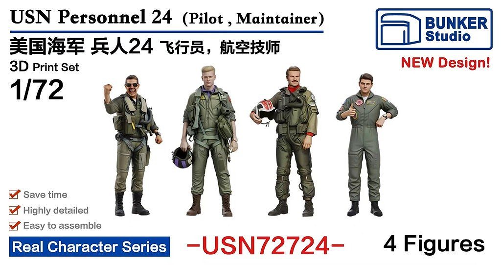 新製品】USN72724 米国海軍 フィギュアセット24 パイロット・航空整備