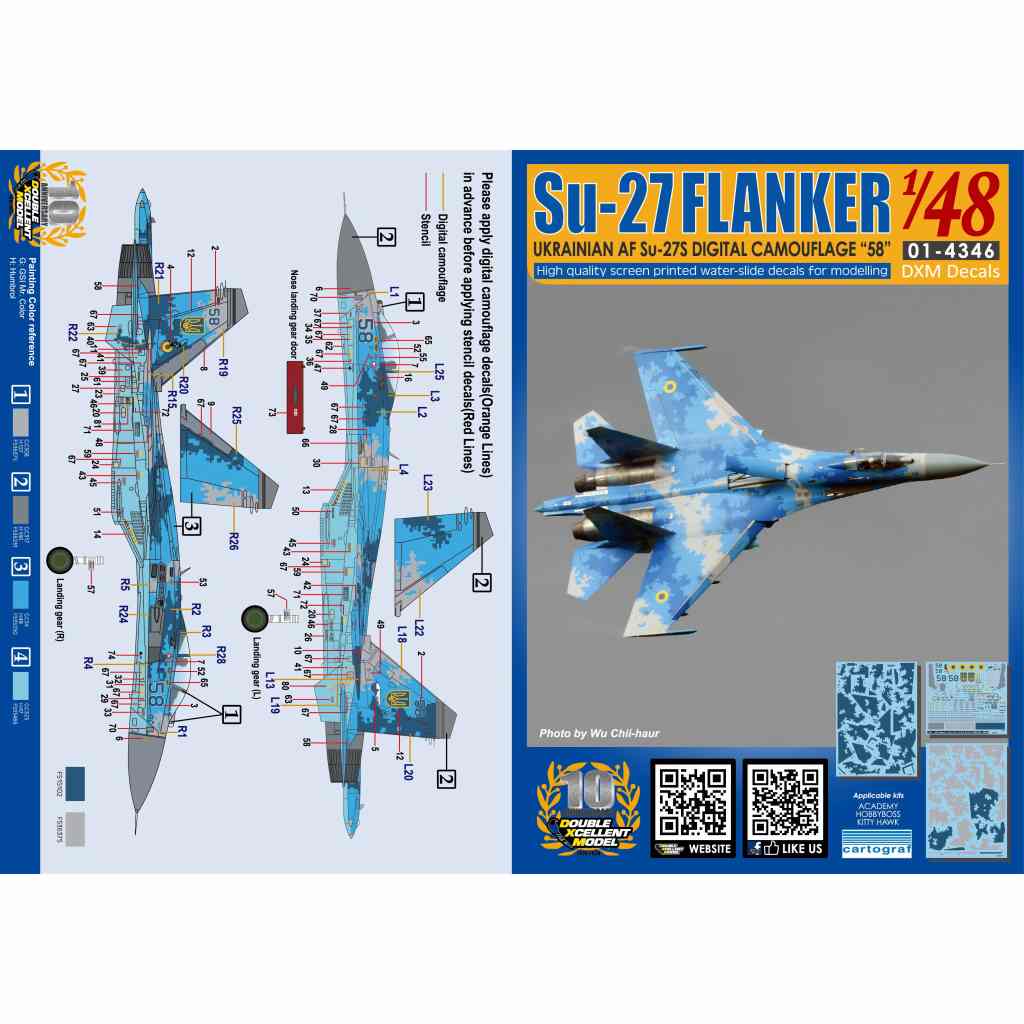 01-4346 ウクライナ空軍 Su-27 デジタルカモフラージュ | DXM
