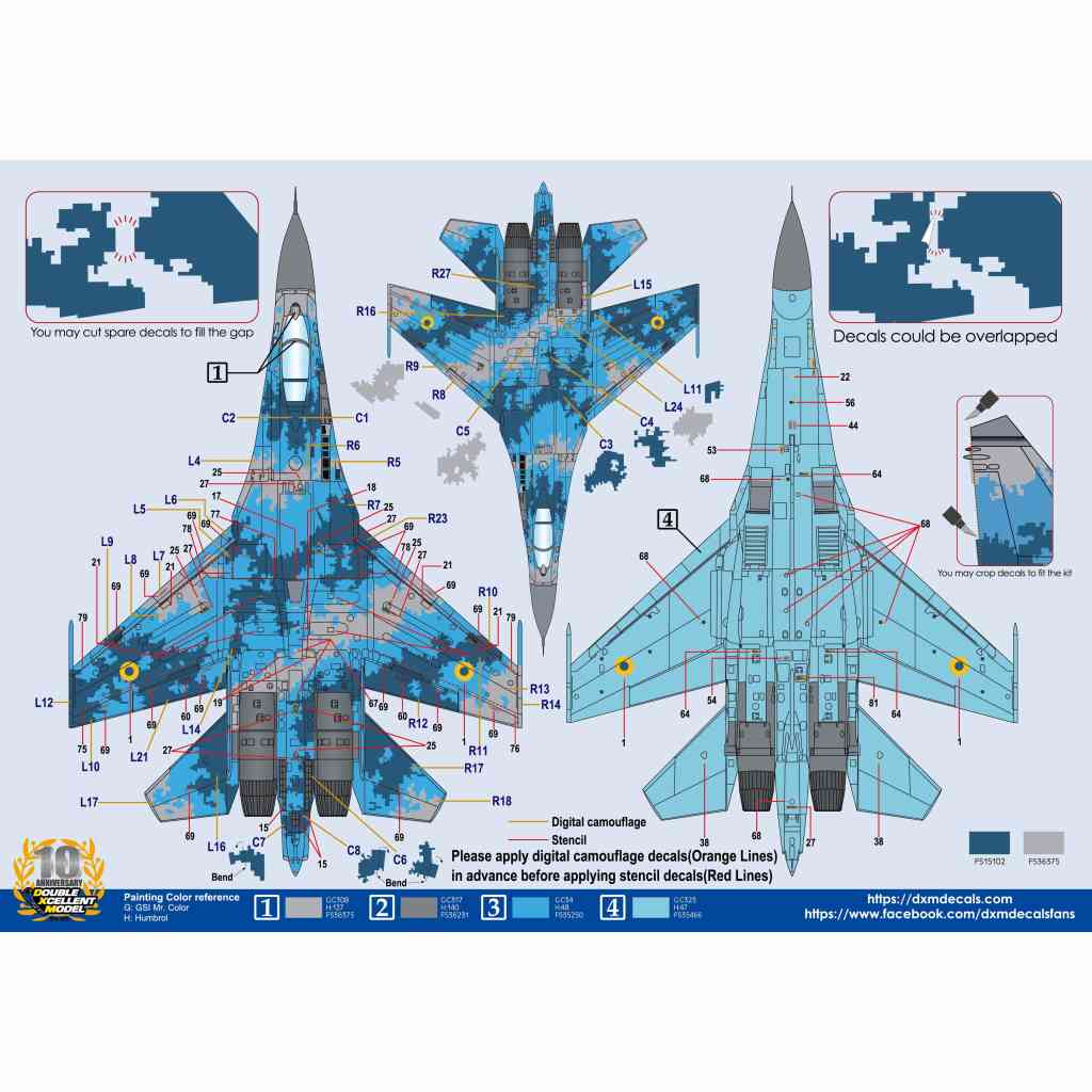 01-7239 ウクライナ空軍 Su-27 デジタルカモフラージュ | DXMデカール