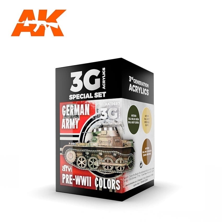 AK11687 WWII ドイツ軍初期カラー3色セット (17mlx3本) 【AKアクリル3G