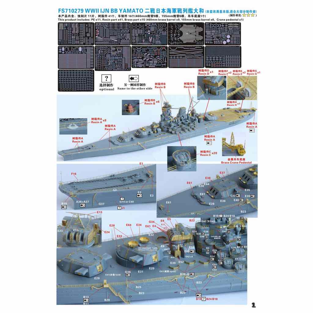 FS710279SP WWII 日本海軍 戦艦 大和 最終時 アップグレードセット