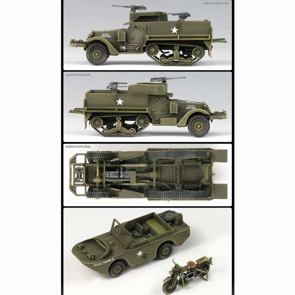 13408 アメリカ M3 ハーフトラック & 1/4t 水陸両用車 | アカデミー