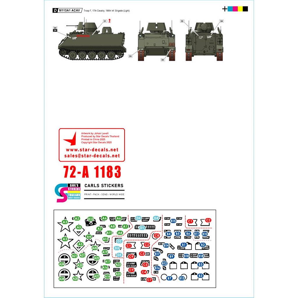 72-A1183 1/72 現用 ベトナム戦争のM113＃1 第17騎兵連隊のM113A1 ACAV