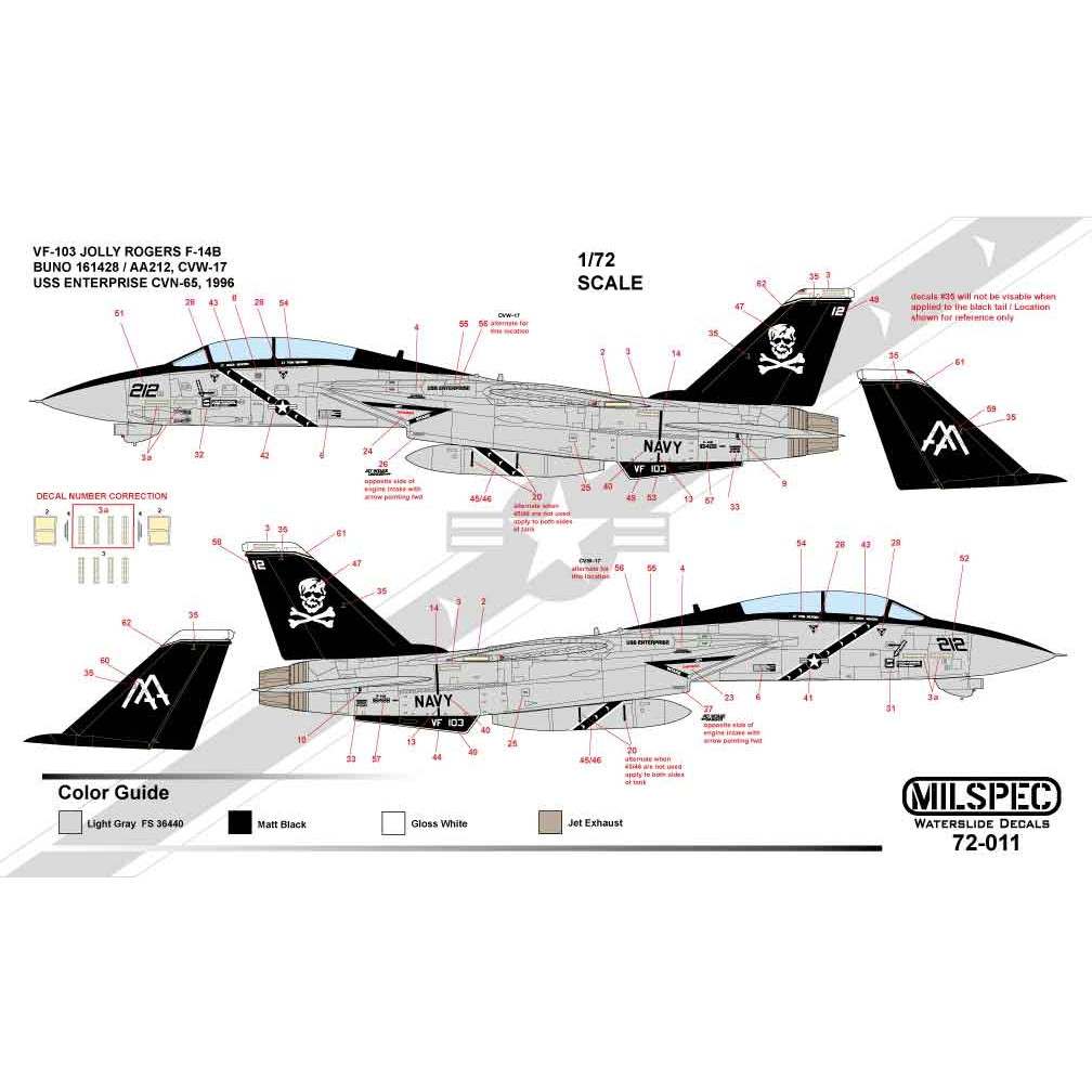 72-011 グラマン F-14B トムキャット VF-103 ジョリーロジャース 1996