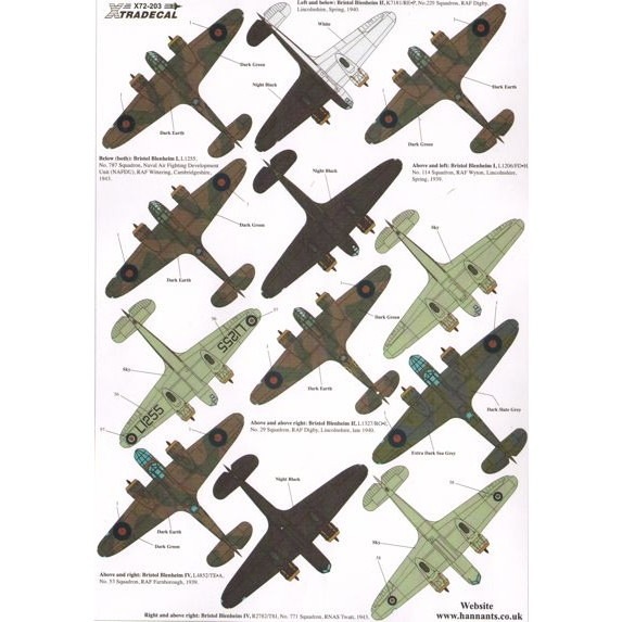 X72203 ブリストル ブレニム Mk I If IV IVf イギリス空軍 イギリス海軍航空隊 エクストラデカール XTRADECAL 飛行機,飛行機用デカール,大戦後 現用の飛行機用デカール 2002127220307 ミリタリースケールモデル専門店